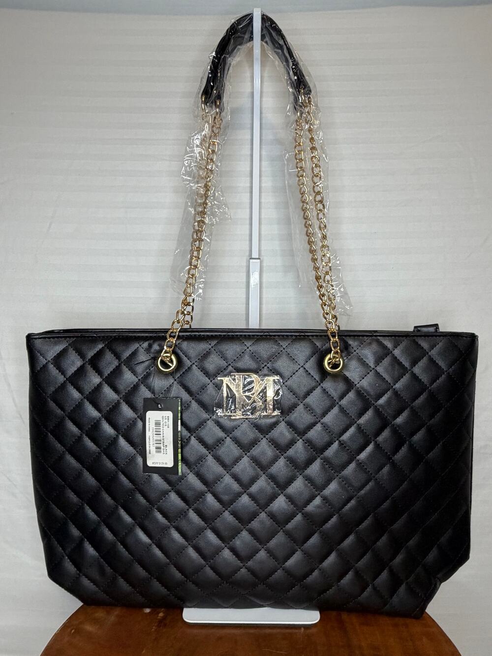 Badgley Mischka Large Quilted Tote MSRP $129 NWT Black Vegan Leather